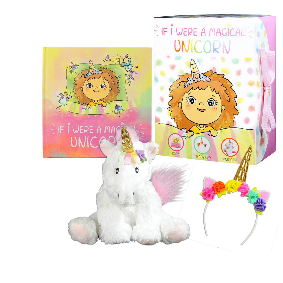 Unicorn Gift Set – Includes Book, Stuffed Plush Toy, and Headband for Girls - If I were A Magical Unicorn – Great for Birthday, Christmas, Imaginative Play
