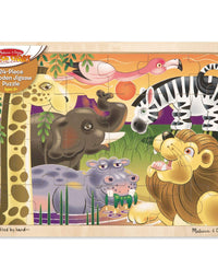Melissa & Doug African Plains Safari Wooden Jigsaw Puzzle With Storage Tray (24 pcs)
