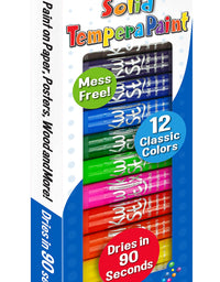 The Pencil Grip Kwik Stix Paint Pens, Solid Tempera Paint Pens, Super Quick Drying, 12 Count - TPG-602
