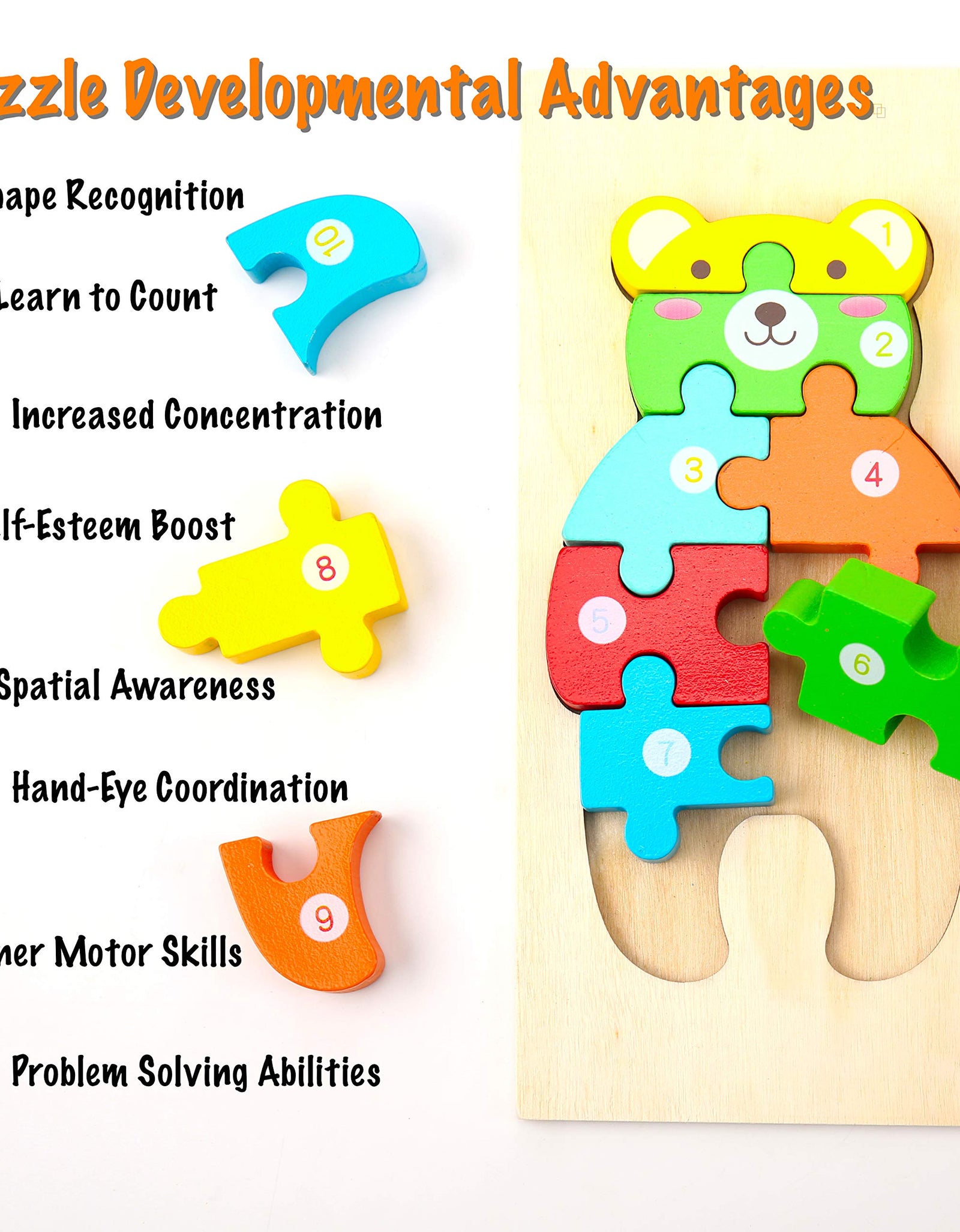 Montessori Mama Wooden Toddler Puzzles for Kids Ages 2-4 | Montessori Toys for Toddlers 2 Years Old | Wooden Puzzles for Toddlers 2-4 Years | 4-Pack Toddler Puzzle Toddler Toys