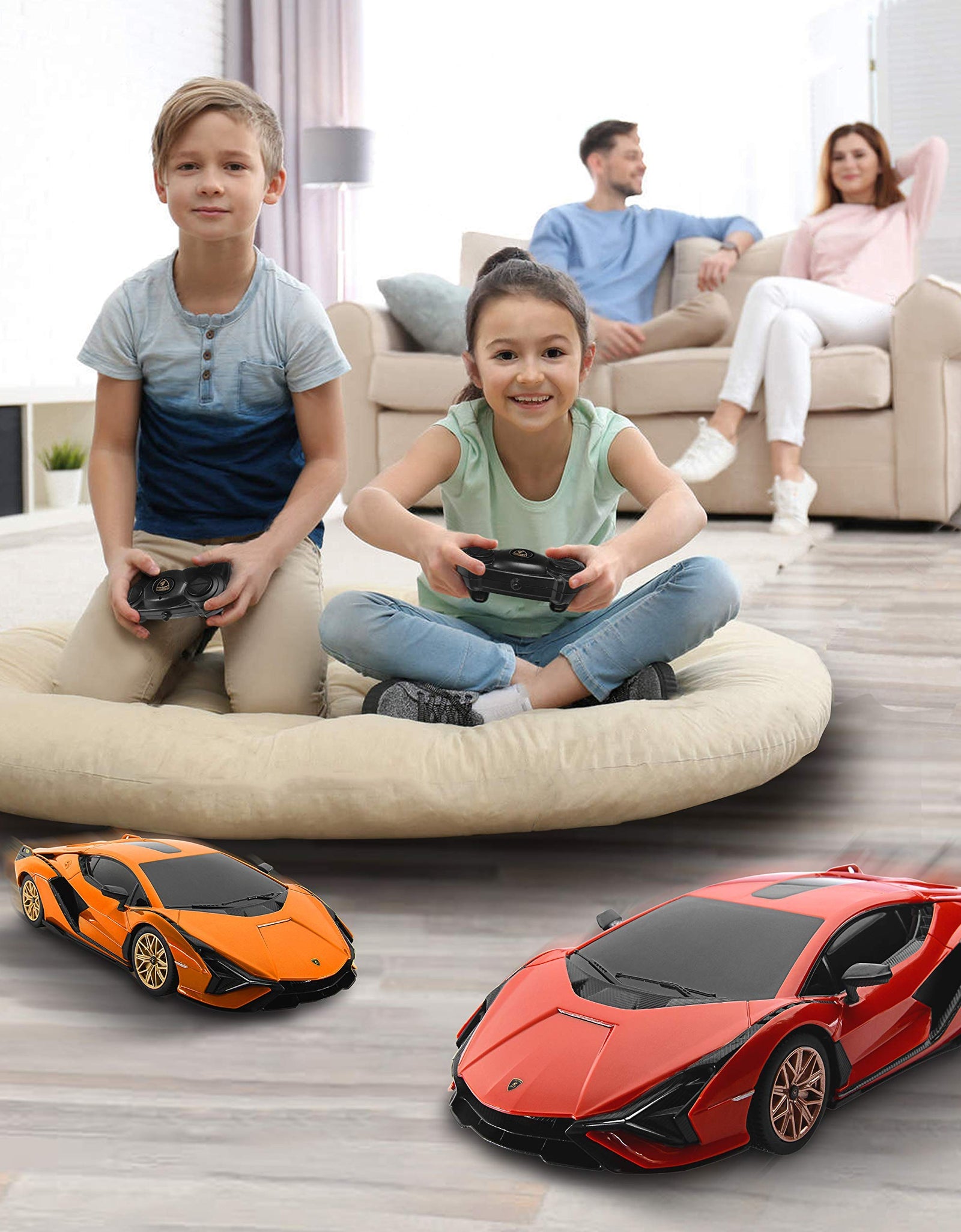 BEZGAR Licensed RC Series, 1:24 Scale Remote Control Car Lambor Sián FKP 37 Electric Sport Racing Hobby Toy Car Model Vehicle for Boys and Girls Teens and Adults Gift (Red)