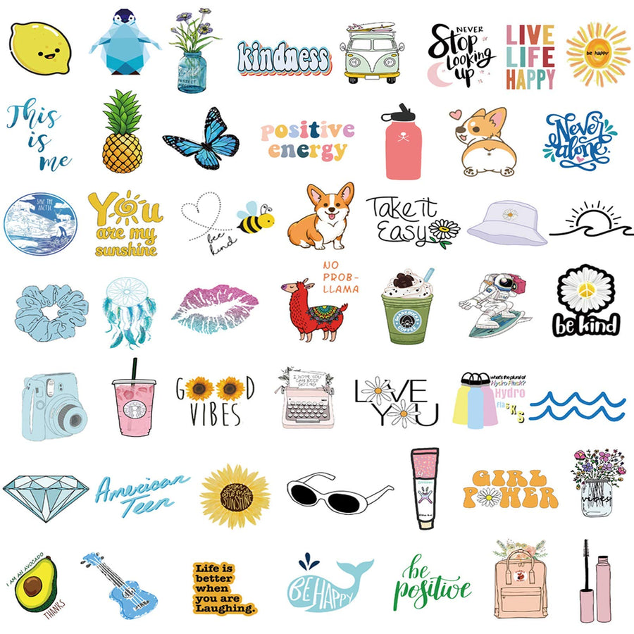 Stickers for Water Bottles, 100 Pack/PCS Cute Vsco Vinyl Aesthetic Waterproof Stickers Laptop Hydroflask Skateboard Computer Stickers for Teens Kids Girls
