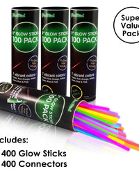 400 Glow Sticks Bulk Party Supplies - Glow in The Dark Fun Party Favors Pack with 8" Glowsticks and Connectors for Bracelets and Necklaces for Kids and Adults
