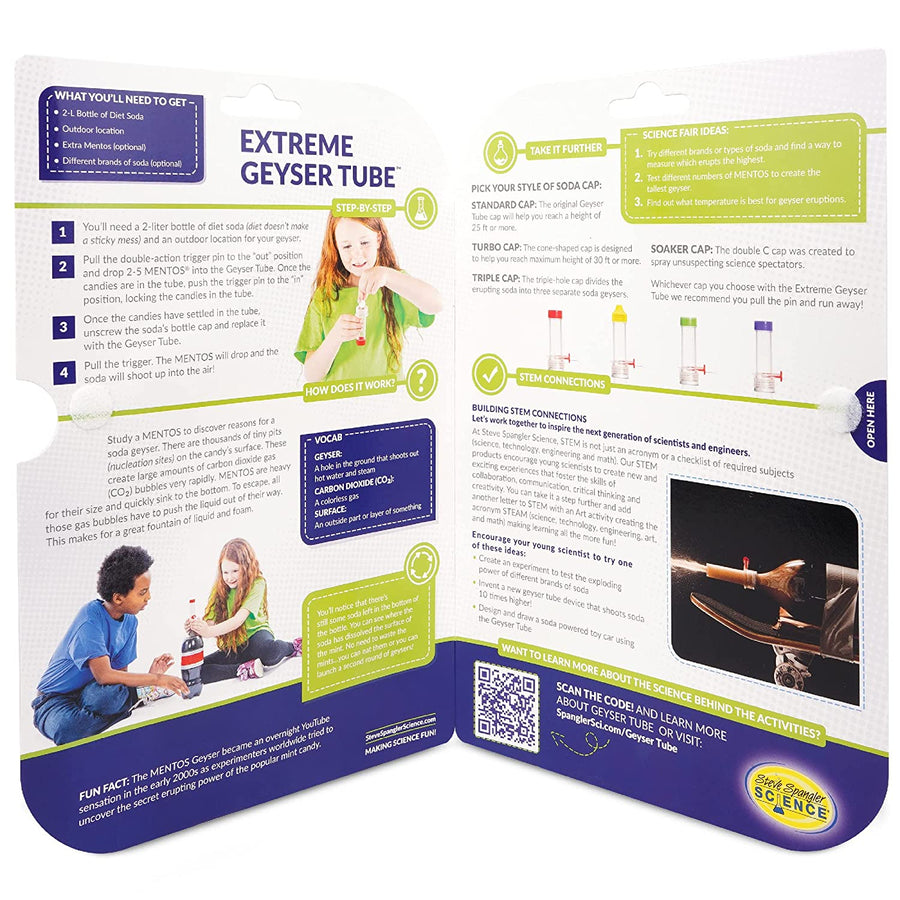Steve Spangler Science Extreme Geyser Tube - Science Kit for Kids - Mentos & Soda Lab Experiment - Includes Tube, Candy, & Unique Spray Caps - Chemistry Magic - Classroom STEM Project