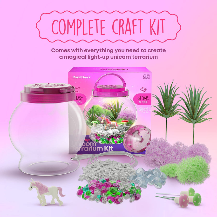 Light-Up Unicorn Terrarium Kit for Kids - Kids Birthday Gifts for Kids - Best Unicorn Toys & Activities Kits Presents - Arts & Crafts Stuff for Little Girls & Boys Age 4 5 6 7 8-12 Year Old Girl Gift