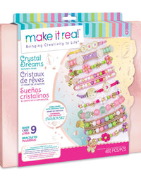 Make It Real - Crystal Dreams: Nature's Tale Jewelry - DIY Charm Bracelet Making Kit with Case - Friendship Bracelet Kit with Beads & Charms - Arts & Crafts Bead Kit for Girls - Makes 9 Bracelets
