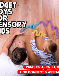 BunMo Pastel Pop Tubes 6pk. Pop Tubes Fidget Toy for Fine Motor Skills, Stress Relief & Toddler Learning. Fidget Tubes and Sensory Tubes are Stocking Stuffers, Fidget Tube & Toddler Toys.
