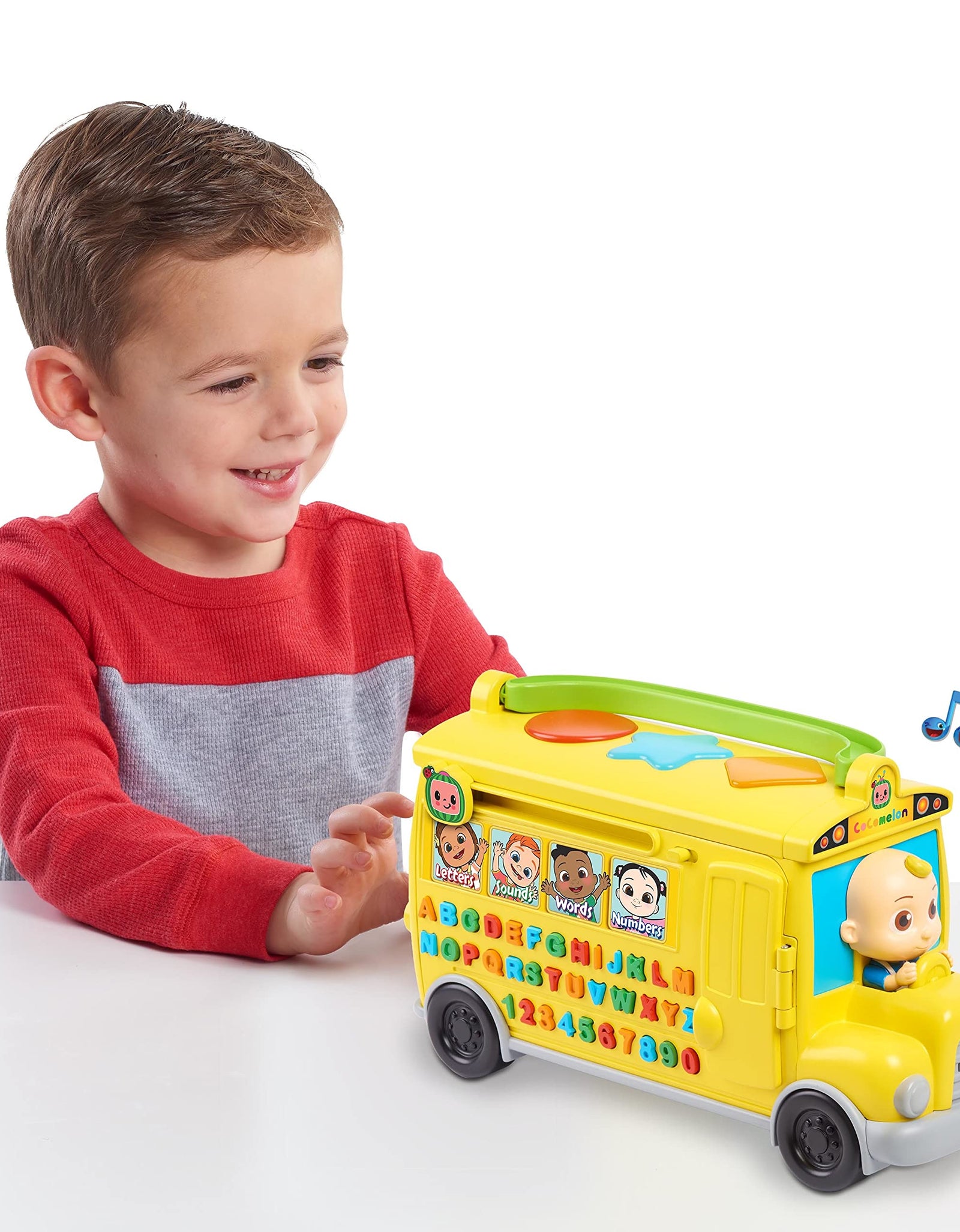 CoComelon Musical Learning Bus, Number and Letter Recognition, Phonetics, Yellow School Bus Toy Plays ABCs and Wheels on the Bus, by Just Play