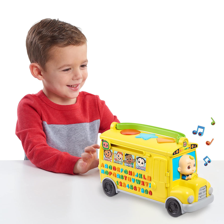 CoComelon Musical Learning Bus, Number and Letter Recognition, Phonetics, Yellow School Bus Toy Plays ABCs and Wheels on the Bus, by Just Play