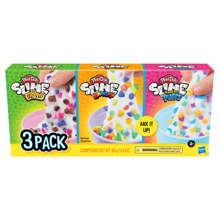 Play-Doh Slime Cereal Themed Bundle of 3 Varieties for Kids 3 Years and Up, Milky-Colored Non-Toxic Slime Compound with Mix-in Bits, 4.5-Ounce Cans