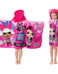 L.O.L. Surprise! Soft Cotton Hooded Bath Towel Wrap 24” x 50” Pink
