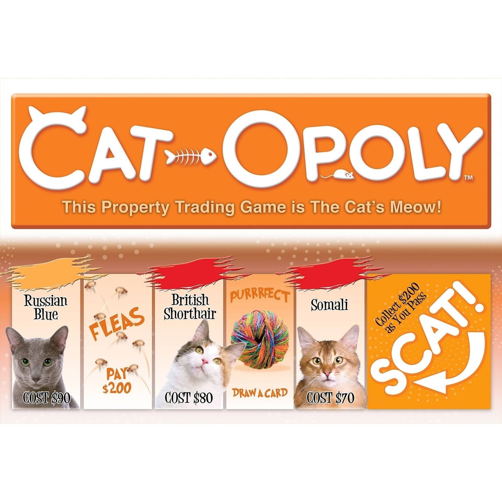 Late for the Sky CAT-opoly Board Game White, Large