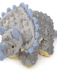 godog Dinos Triceratops with Chew Guard Technology Tough Plush Dog Toy, Grey, Large
