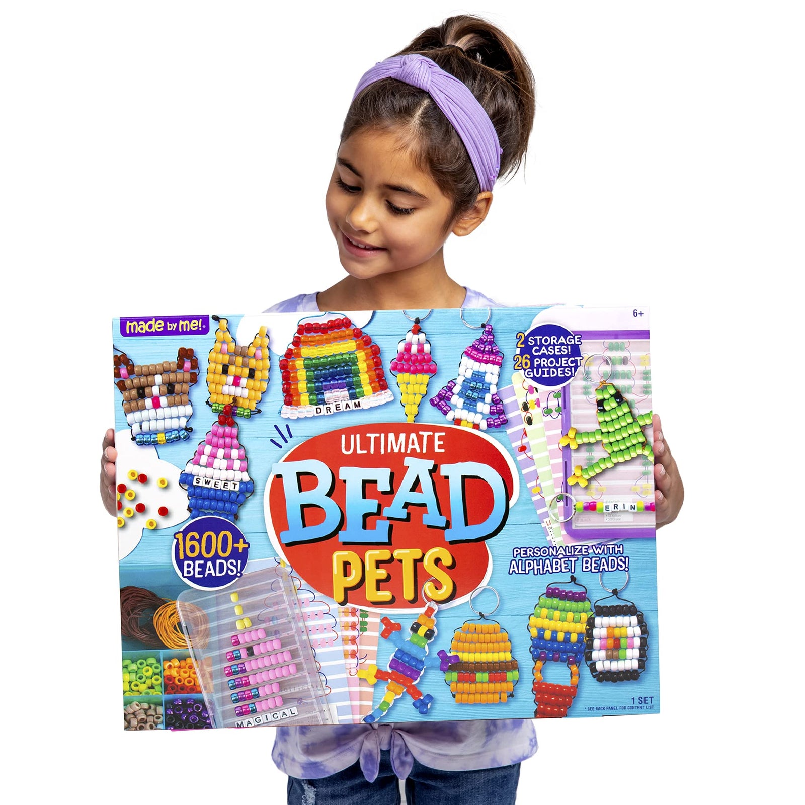 Made By Me Create Your Own Bead Pets by Horizon Group Usa, Includes Over 600 Pony Beads, 6 Key Rings, Storage Box & Much More