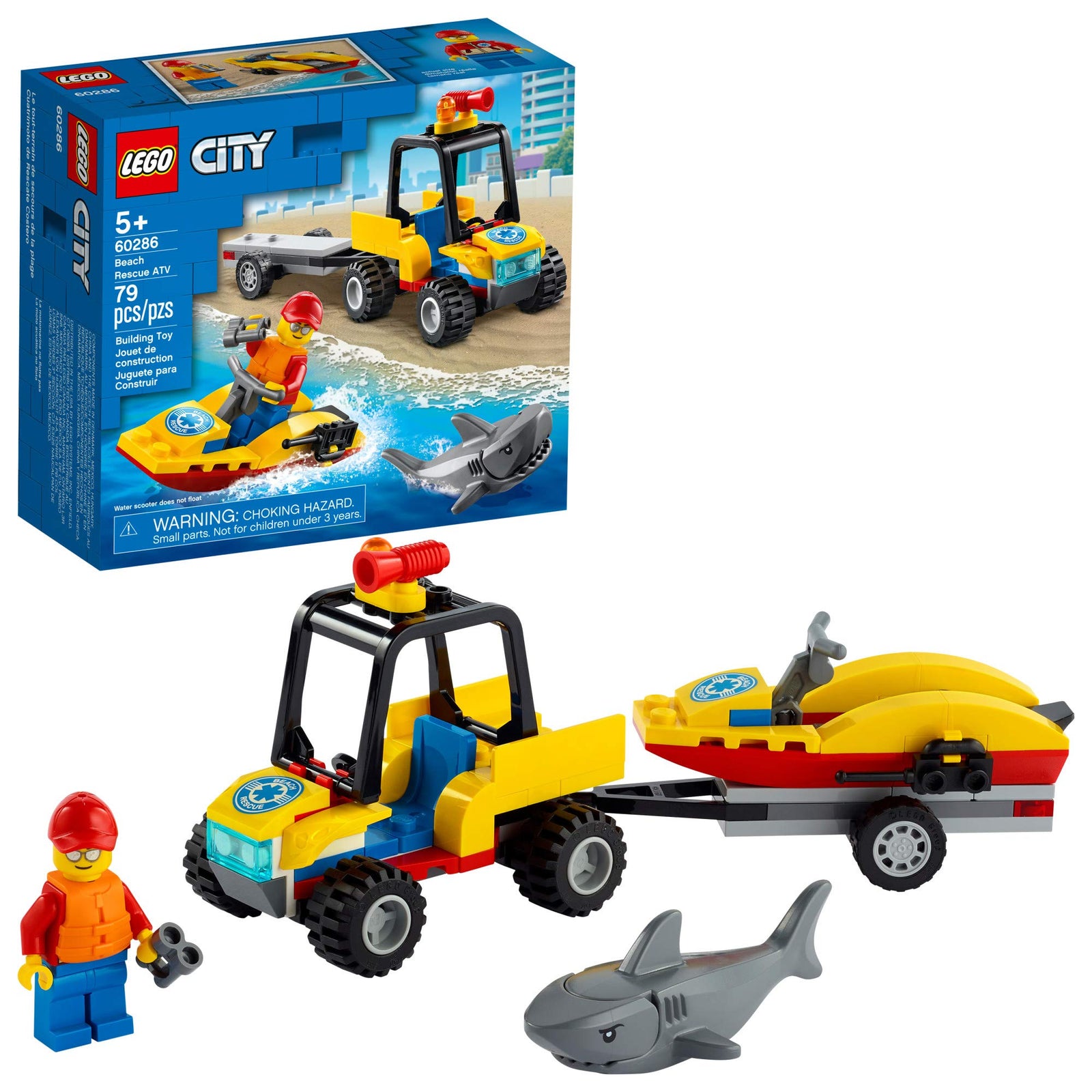 LEGO City Beach Rescue ATV 60286 Building Kit; Fun Cool Toy for Kids, New 2021 (79 Pieces)