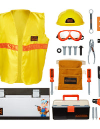 BLACK+DECKER Kids Tool Set Pretend Play Trunk with Tool Box, Construction Vest & Hard Hat – 22 Piece Set [Amazon Exclusive]
