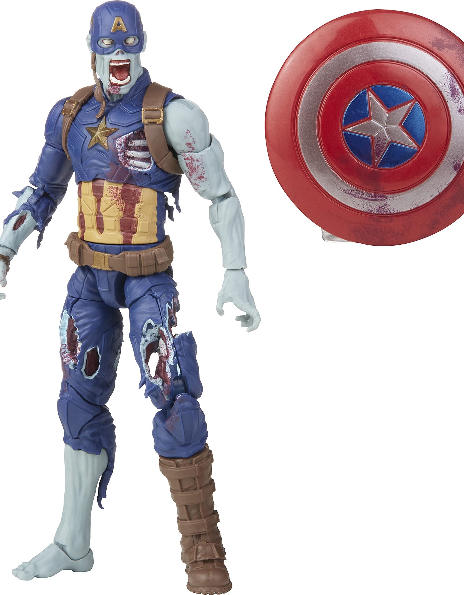 Marvel Legends Series 6-inch Scale Action Figure Toy Zombie Captain America, Premium Design, 1 Figure, and 1 Accessory