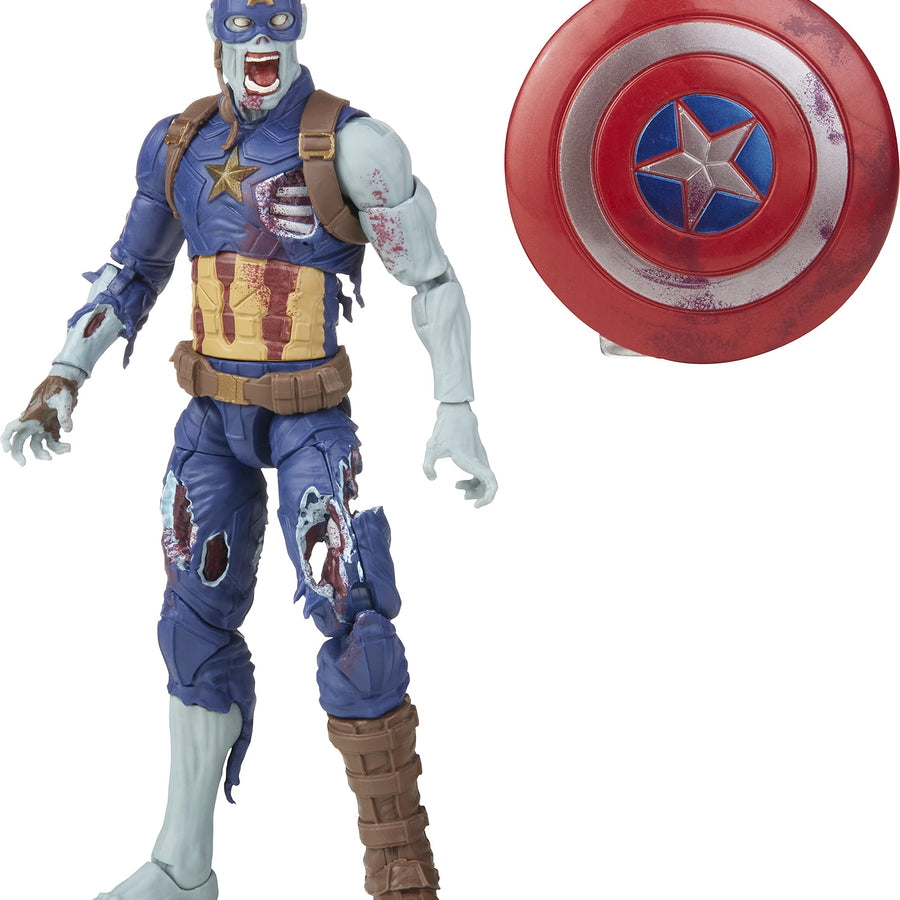 Marvel Legends Series 6-inch Scale Action Figure Toy Zombie Captain America, Premium Design, 1 Figure, and 1 Accessory