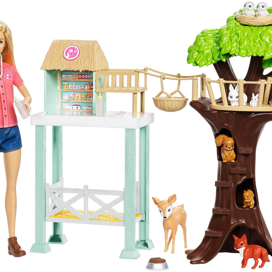 Barbie Doll and Animal Rescue Center with 8 Animals