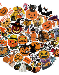 HTO Halloween Stickers for Kids, 100 Pack Cute Vinyl Water Bottles Laptop Scrapbook Pumpkin Stickers, Halloween Decorations Stickers for Kids Teens Adults
