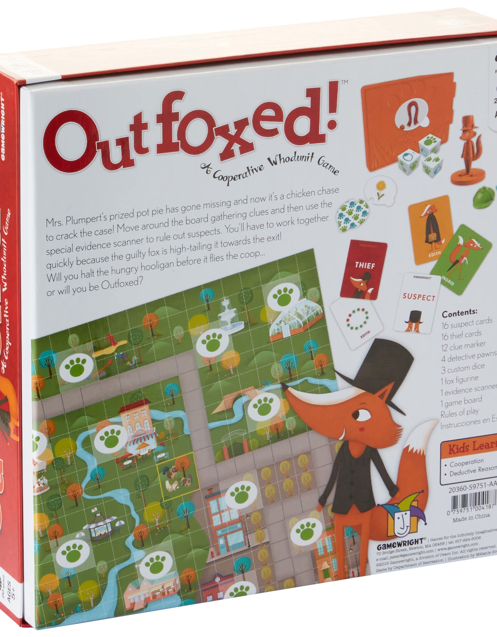 Gamewright Outfoxed! A Cooperative Whodunit Board Game for Kids 5+, Multi-colored, Standard, Model Number: 418