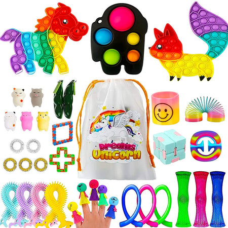 36 Pack Sensory Fidget Toys Set，Stress Relief Hand Toys for Adults Kids ADHD ADD Anxiety Autism, Perfect for Birthday Party Favors, School Classroom Rewards, Carnival Prizes, Pinata Goodie Bag Fillers
