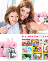 Instant Camera for Kids Digital Camera for Girls Toddler Camera with Print Paper, 40MP Kids Video Camera Child Selfie Camera Toy Camera Kids Camcorder with 2.4 Inch Screen and 32GB TF Card (Pink)
