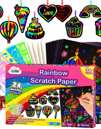 ZMLM Scratch Paper Art-Craft Christmas Girl: Rainbow Scratch Magic Drawing Set Paper Pad Board Supply Kit Girl Project Activity for 3-12 Age Kid Game Toy Holiday|Party |Birthday|Children's Day Gift
