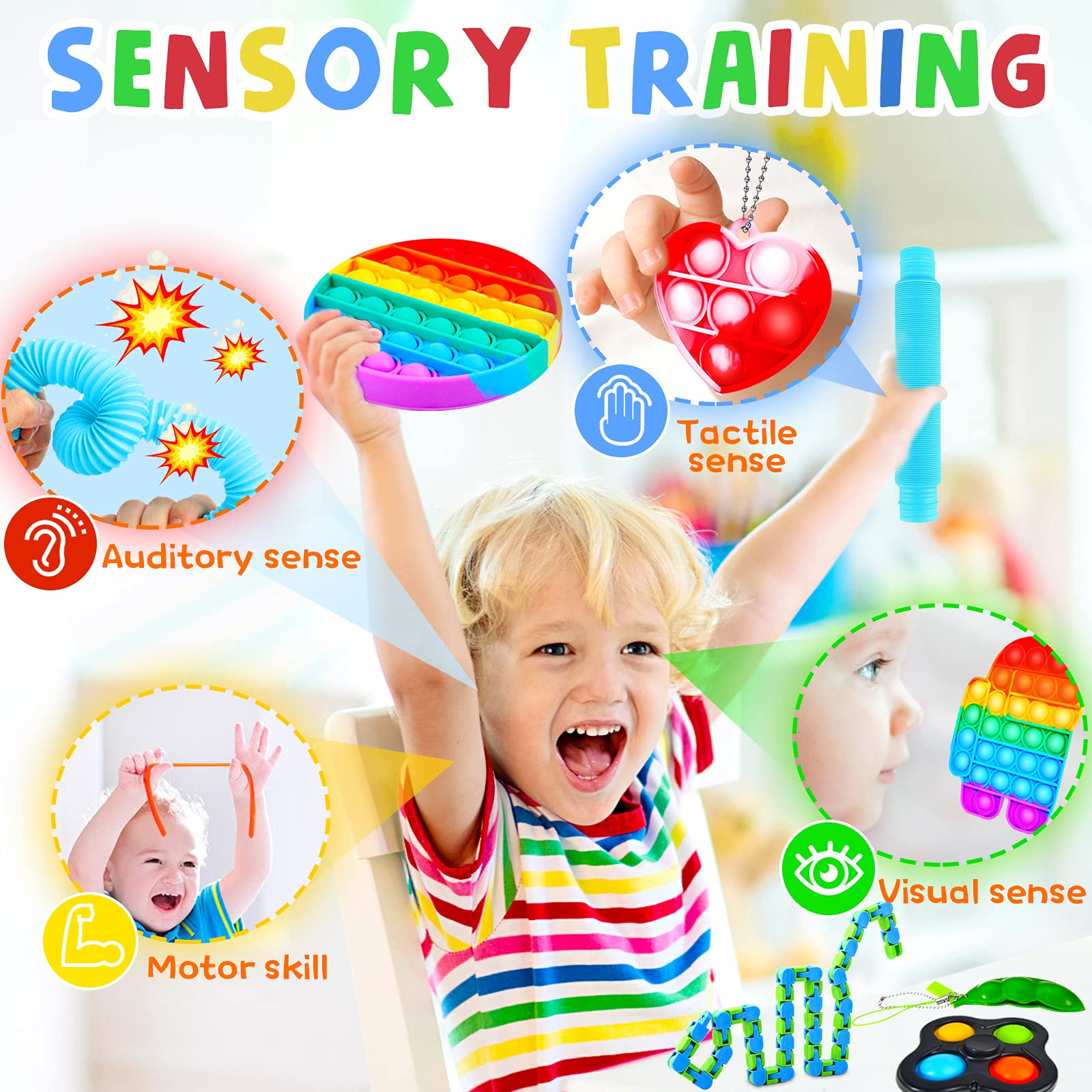 SHARLOVY Fidget Toy Pack Pop 27P Sensory Squeeze Figet Toys Packages Fidget Kit Box Figetsss Toys Sets Fidgets for Girls 10-12 Boys Toddlers ADHD Autism Kids