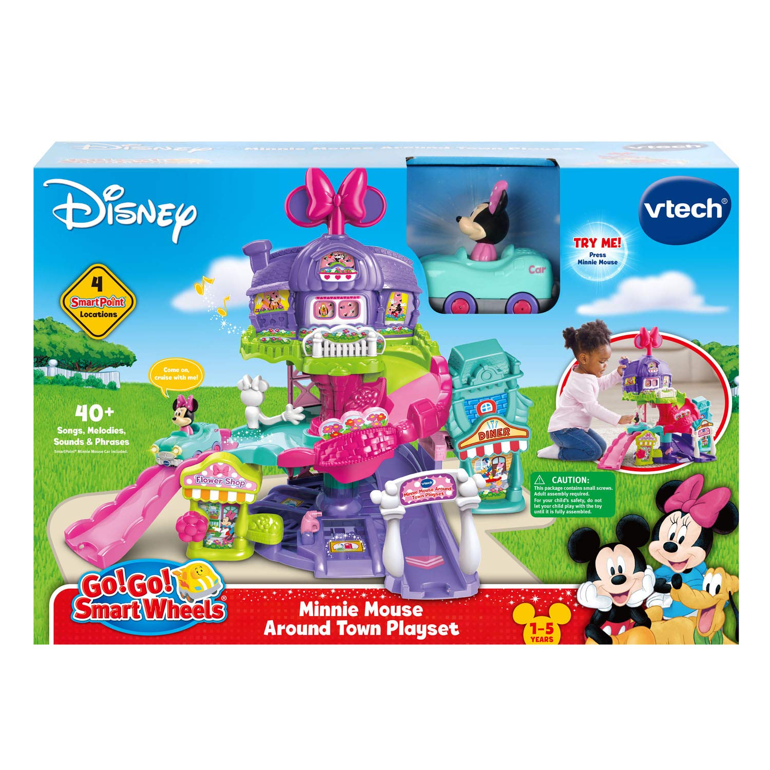 VTech Go! Go! Smart Wheels - Disney Minnie Mouse Around Town Playset,Pink