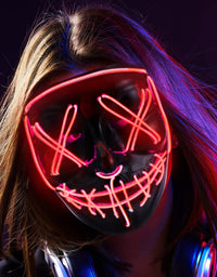 Halloween Mask LED EL Wire Light Up Mask for Festival Cosplay Halloween Costume
