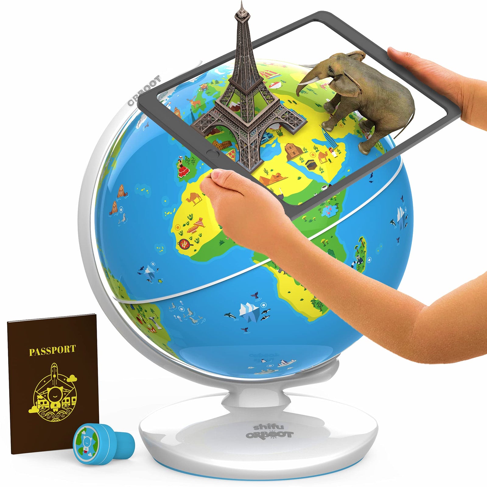 Orboot Earth by PlayShifu (App Based): Interactive AR Globe For Kids, STEM Toy Ages 4-10, Educational Gift For Boys & Girls (No Borders, No Names On Globe)