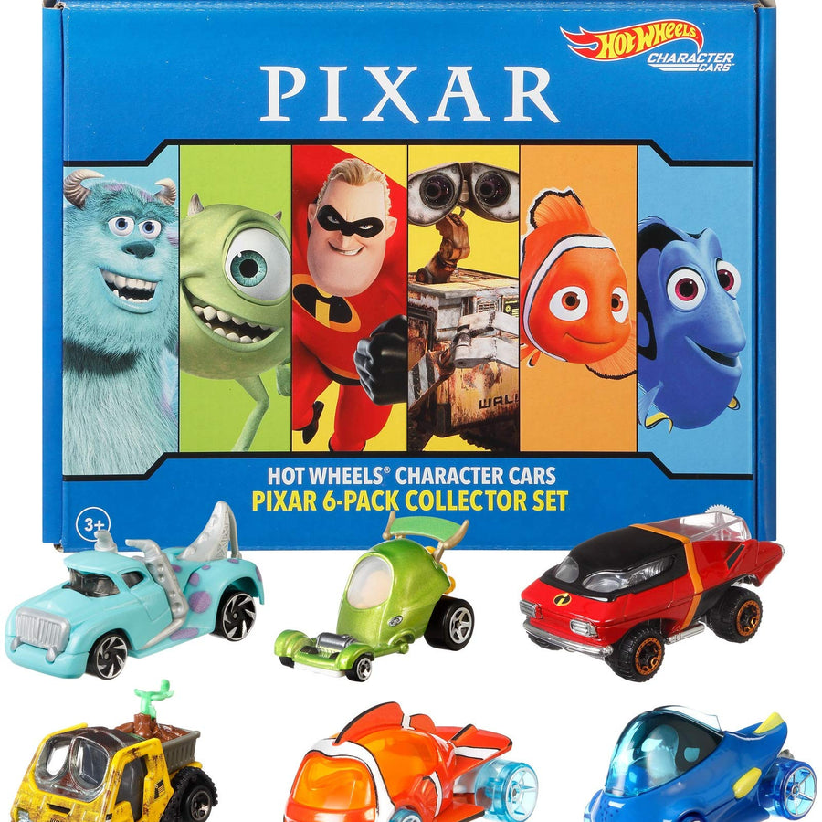 Hot Wheels Character Cars 6-Pack: Disney and Pixar, 6 1:64 Vehicles for Collectors and Kids 3 Years Old & Up [Amazon Exclusive]