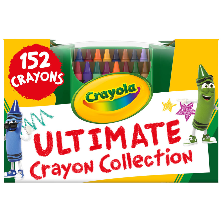 Crayola Ultimate Crayon Collection Coloring Set, Kids Indoor Activities At Home, Gift Age 3 plus - 152 Count Blue, Yellow