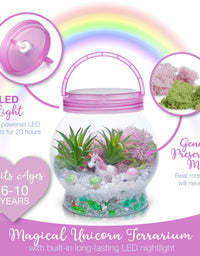 DIY Light up Unicorn Terrarium Kit for Kids with LED Light - Create Your Own Magical Mini Plant Garden in a Jar - Unicorn Gifts For Girls - Crafts, Kits, Unicorn Stuff, Bedroom Decor
