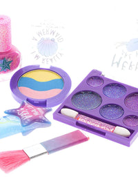 Townley Girl Mermaid Vibes Makeup Set with 8 Pieces, Including Lip Gloss, Nail Polish, Body Shimmer and More in Mermaid Bag, Ages 3+ for Parties, Sleepovers and Makeovers
