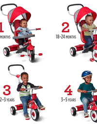 Radio Flyer 4-in-1 Stroll 'N Trike, Red Toddler Tricycle for Ages 1 Year -5 Years, 19.88" x 35.04" x 40.75"
