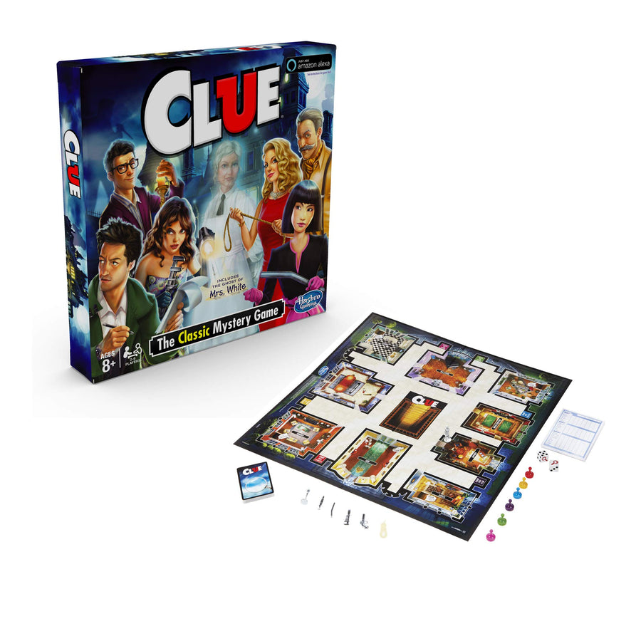 Hasbro Clue Game; Incudes The Ghost Of Mrs. White; Compatible With Alexa (Amazon Exclusive); Mystery Board Game For Kids Ages 8 And Up