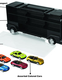 Transport Car Carrier Truck - with 6 Stylish Metal Racing Cars - with Carrying Case
