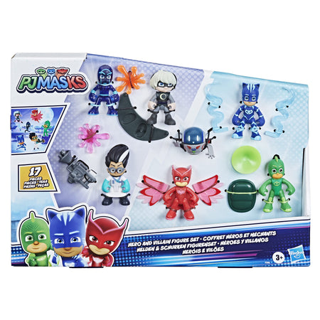 PJ Masks Hero and Villain Figure Set Preschool Toy, 7 Action Figures with 10 Accessories, Ages 3 and Up