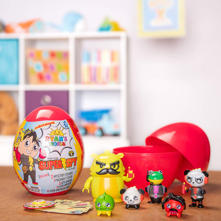 Ryan’s World Super Spy Ryan’s Mega Micro Egg, Full Of Secret Surprises, Includes 1 Packrat Figure, 2 spy Figures, 3 Spy Baby Figures, A Secret Spinner, 6 Codebreaker Cards, Kids Toy [Amazon Exclusive]