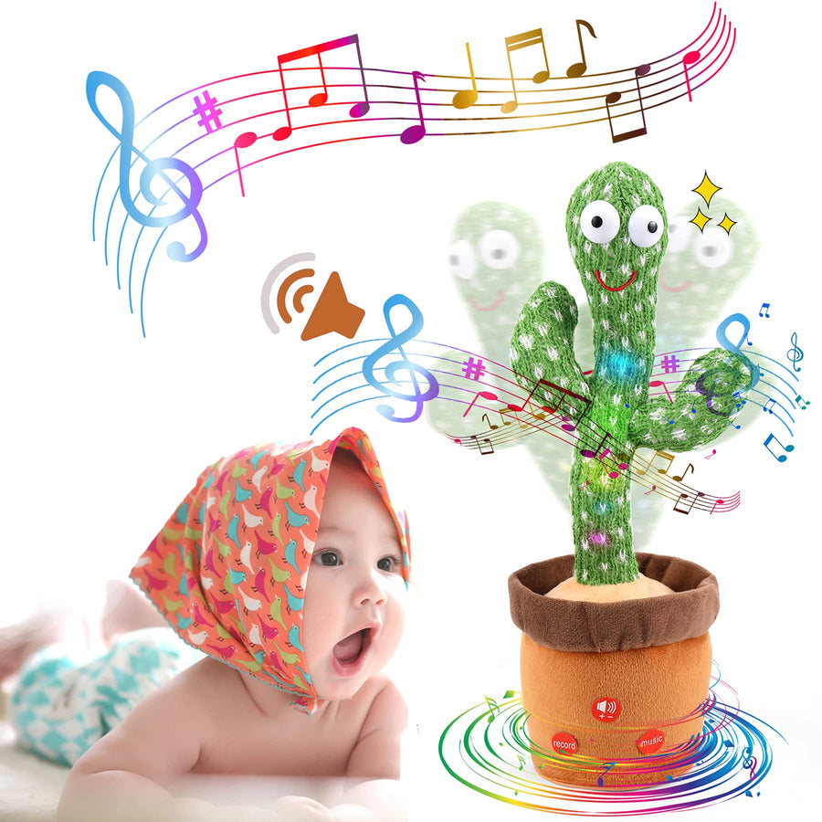 MIAODAM Volume Adjustable Dancing Cactus, Colorful Glowing Talking Cactus Toy, Repeating What You Say Cactus Toys Singing 120 Songs Cactus Plush Eletronic Baby Toys Funny Creative Kids Toy