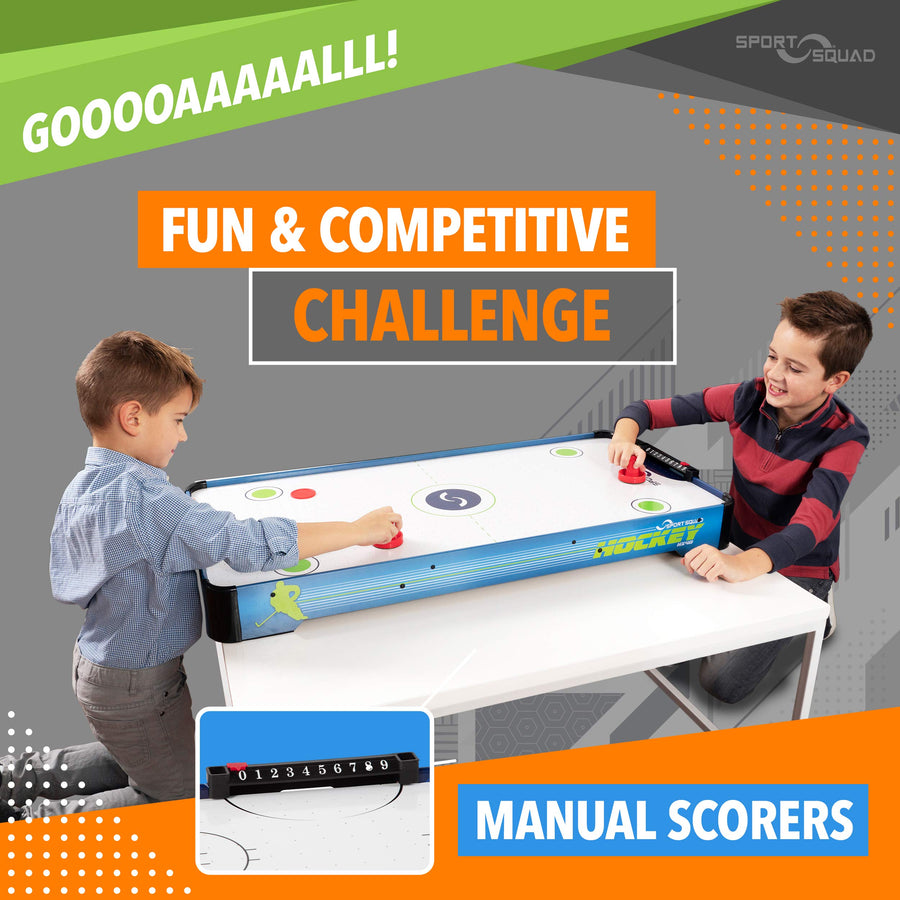 Sport Squad HX40 40 inch Table Top Air Hockey Table for Kids and Adults - Electric Motor Fan - Includes 2 Pushers and 2 Air Hockey Pucks - Great for Playing on The Floor, Tabletop, or Dorm Room, one size (SSA1001)