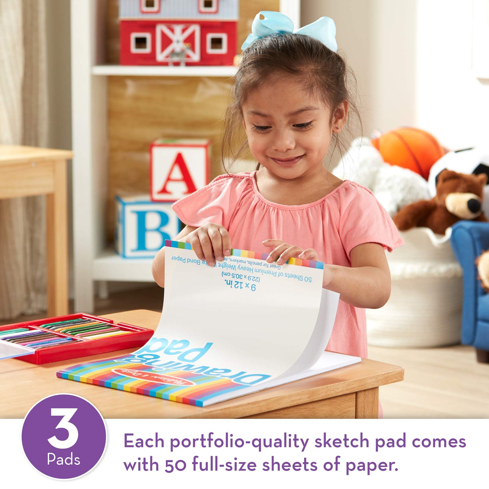 Melissa & Doug Drawing Paper Pad (9 x 12 inches) - 50 Sheets, 3-Pack
