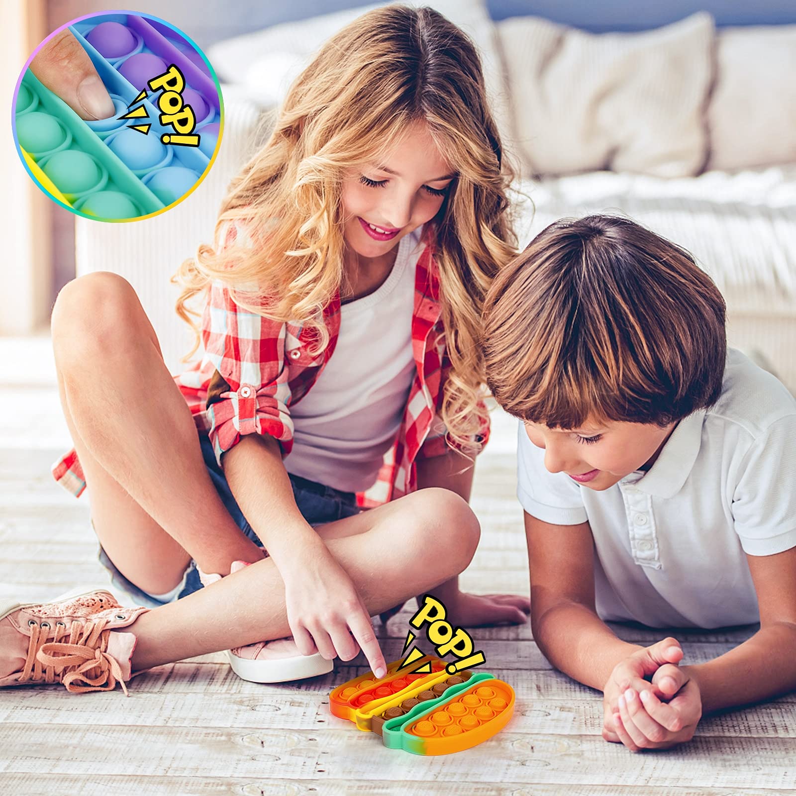 iTechjoy Fidget Toys Set, Bubble Popping Push Popper Sensory Fidget Toys, Pop On Its Stress Relief Toy Popits for Autism,ADD,ADHD, Educational Game Toy for Kids Adults,Hamburger&Fries&Coke Cup Shapes