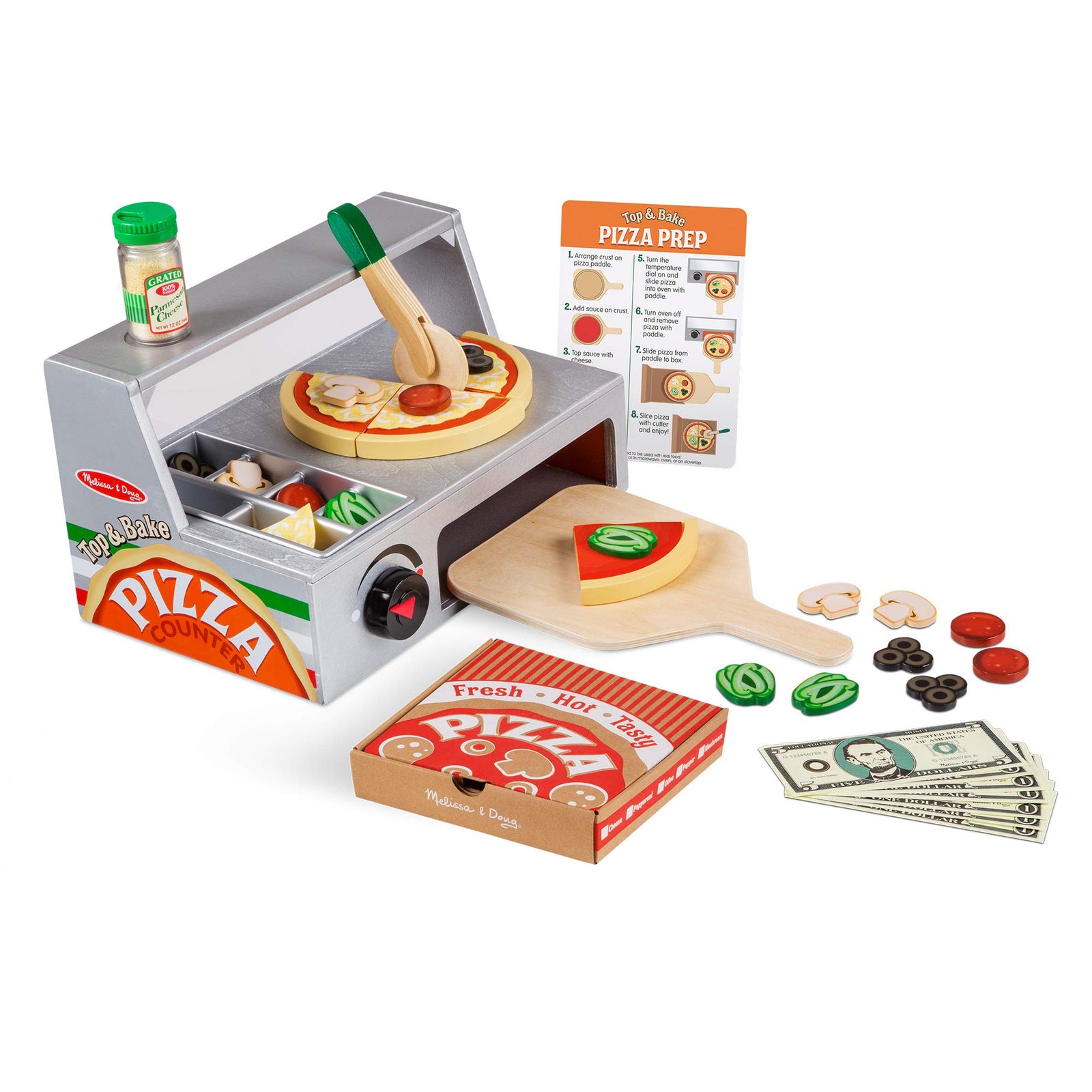 Melissa & Doug Top & Bake Wooden Pizza Counter Play Set (34 Pcs)