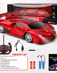 KULARIWORLD Remote Control Car 1/18 Rechargeable High Speed RC Cars Toys for Boys Girls Vehicle Racing Hobby with Led Light Xmas Birthday Gifts for Kids (Red)
