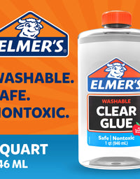 Elmer's Clear Liquid School Glue, Slime Glue, & Craft Glue | Large 32 Ounces for School Supplies & Slime Supplies | Washable Glue
