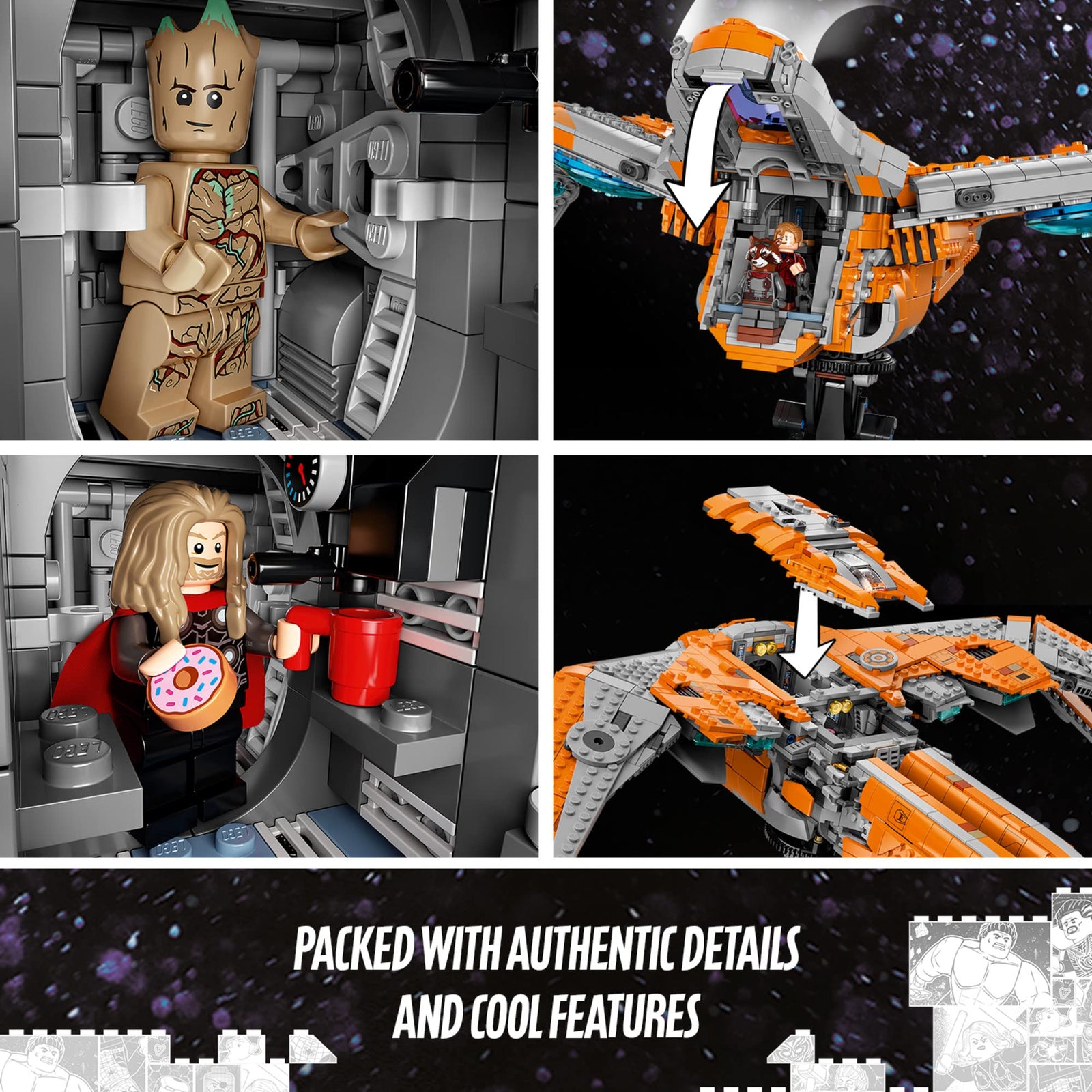 LEGO Marvel The Guardians’ Ship 76193 Space Battleship Building Kit; 6 Minifigures Include Star-Lord and Thor; New 2021 (1,901 Pieces)