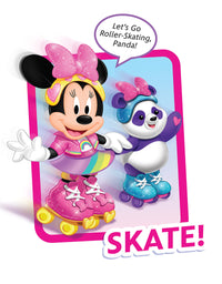 Disney Junior Minnie Mouse Roller-Skating Party Minnie Mouse, Interactive Light Up Feature Plush with Talking, Singing, and Moving, Includes a Roller-Skating Panda, by Just Play
